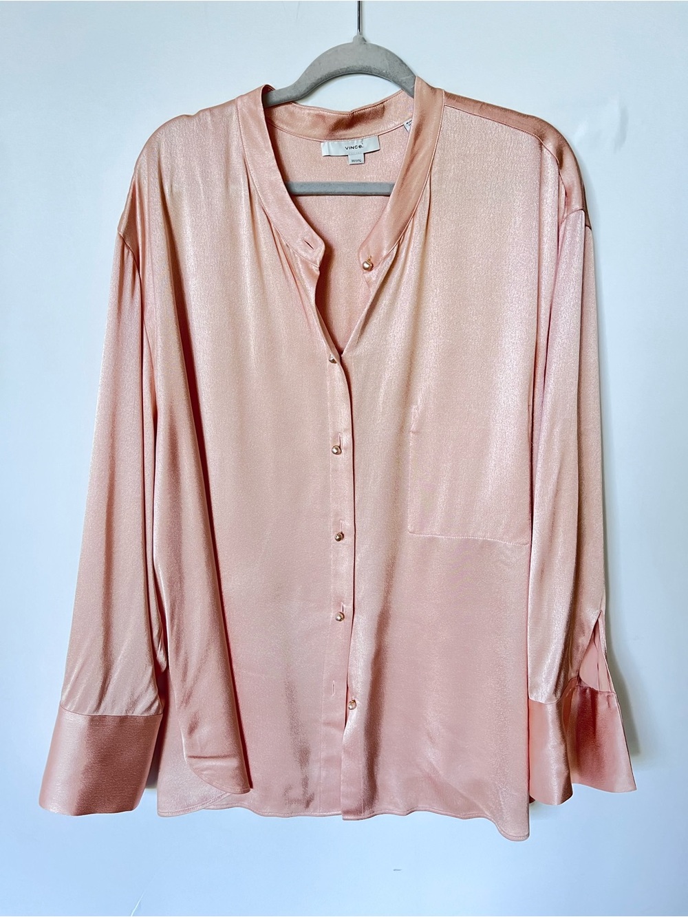 Vince Peach Opal Satin Relaxed Fit Blouse - Picture 3 of 11